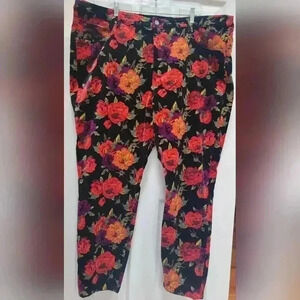 Soft Surroundings Women's Velvety Floral Skinny/Ankle Pants Plus Size 24W NWT